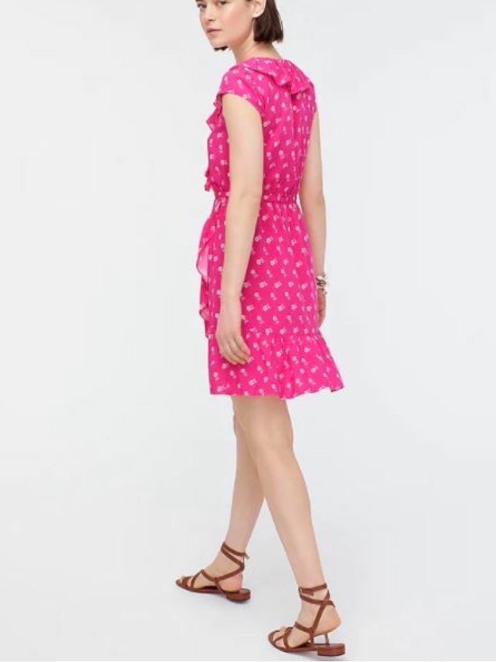 J. Crew Vibrant Hot Pink Floral Lined Dress - Picture 2 of 8